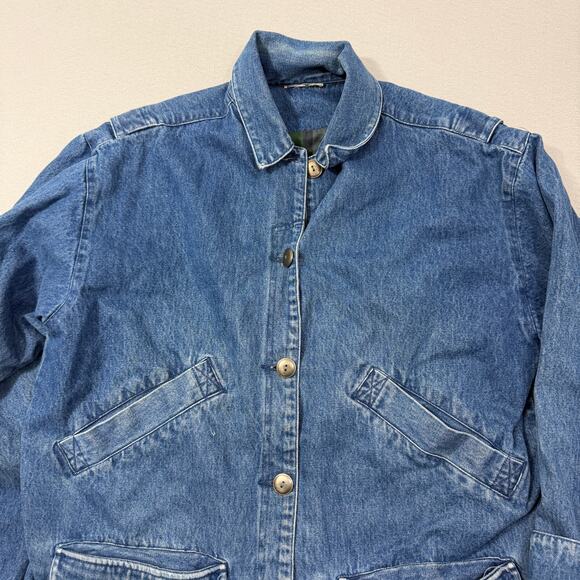 Vintage Denim Chore Coat Extra Large Blue 90s Jean Jacket Barn Field Jacket - Picture 3 of 9